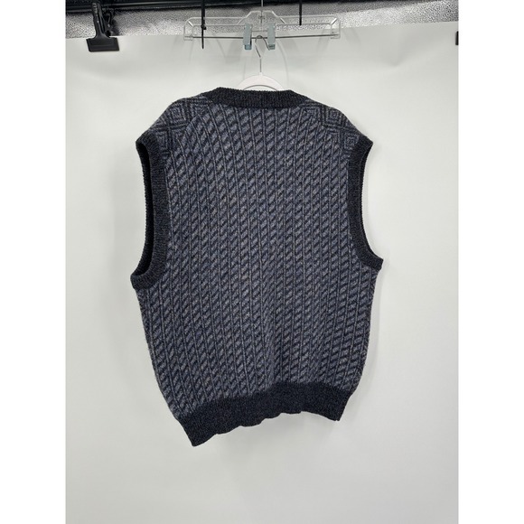 Henry Grethel Men Vintage Shetland Wool Sweater Vest XL Academia Grandpa Diamond - Picture 2 of 8